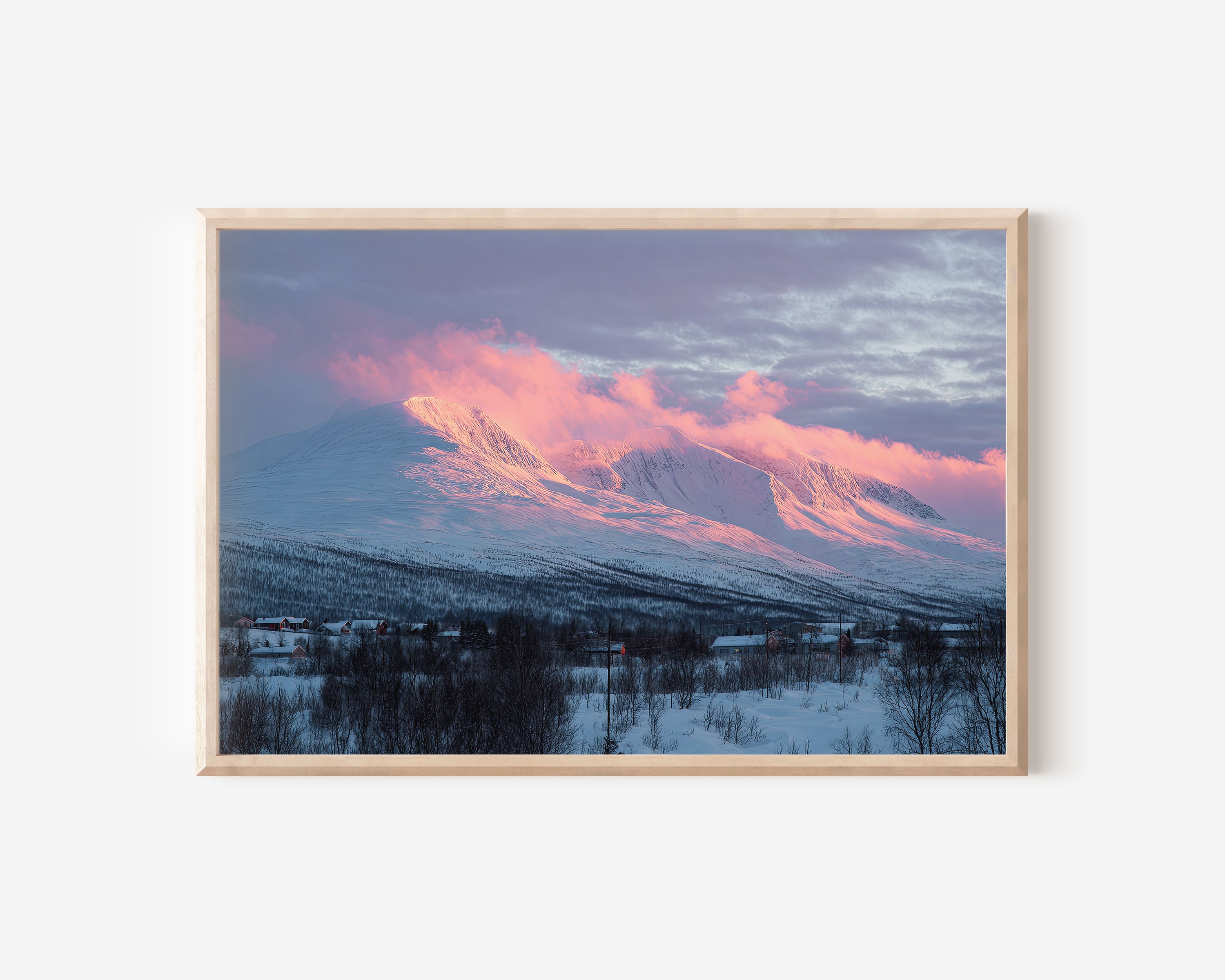 Abisko Sweden Arctic Winter Print | Pink Mountain Sunrise Wall Art