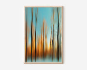 Abstract Forest Motion Wall Art – Modern Nature Canvas Print, Minimalist Landscape Decor