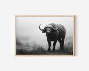 African Buffalo Black & White Wildlife Wall Art
