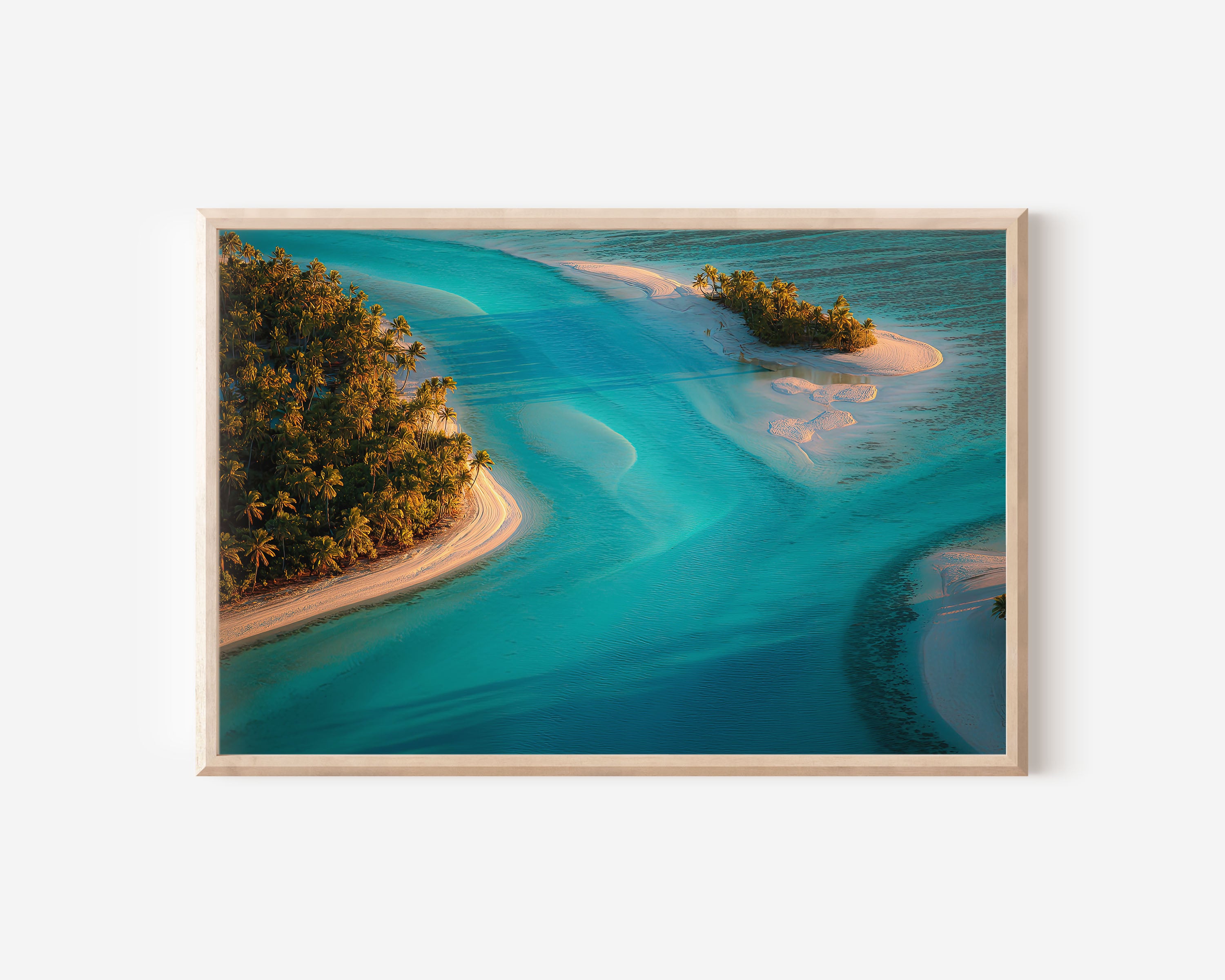 Aitutaki Lagoon Wall Art Print – Cook Islands Tropical Aerial
