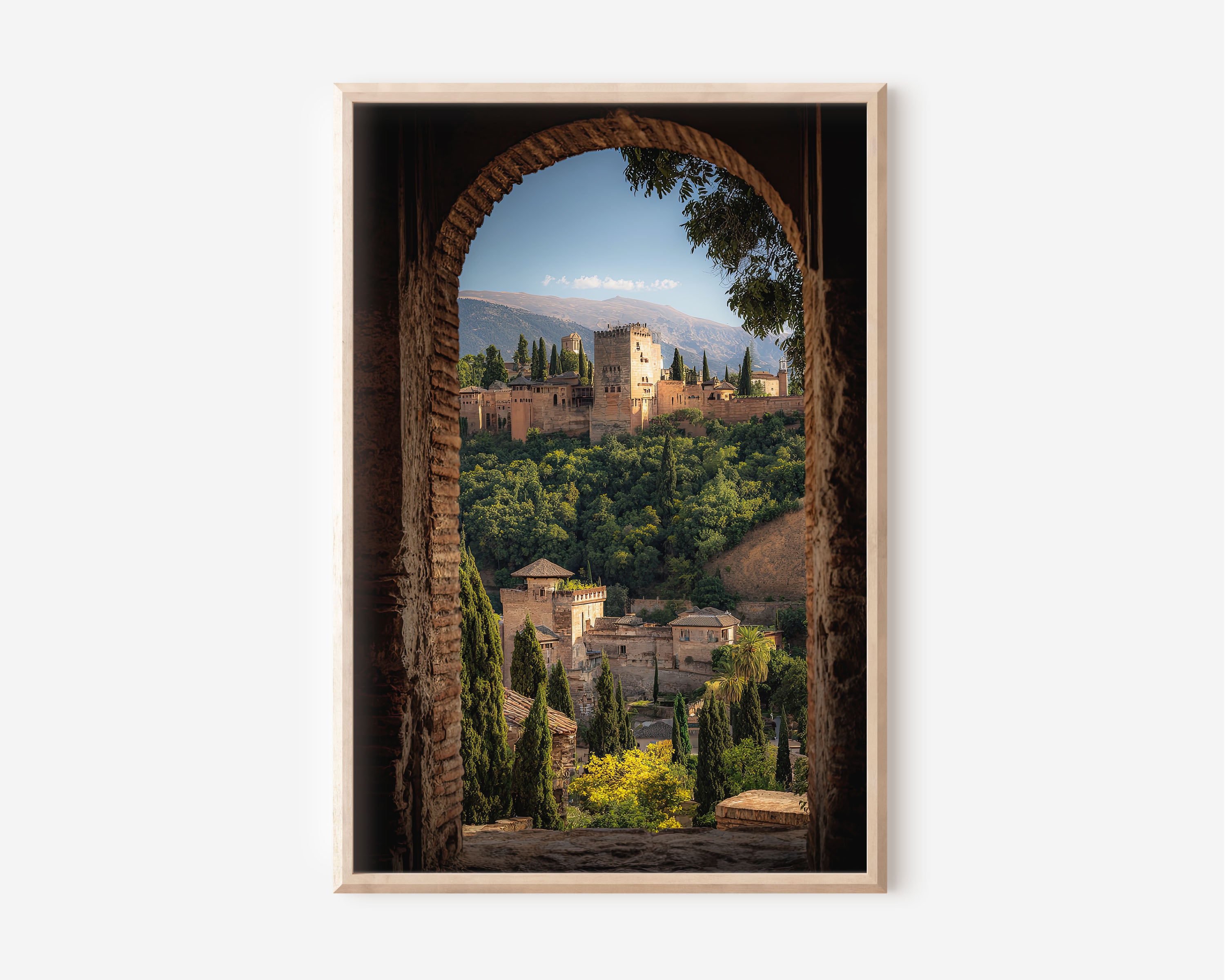 Alhambra Arch View Wall Art – Spanish Architecture Canvas Print, Timeless Travel Landscape Decor