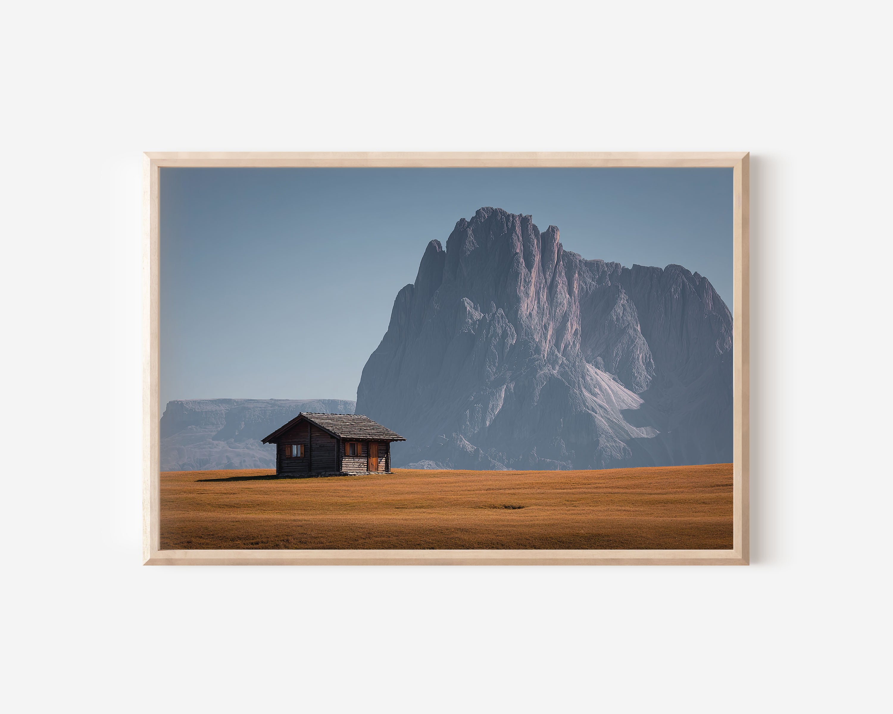 Alpe di Siusi Lonely Hut Wall Art Print – Dolomites Italy Mountain Landscape