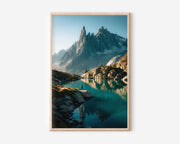 Lac Blanc Alpine Lake Hiker Wall Art Print | Chamonix Mont Blanc France Photography | Turquoise Mountain Reflection Poster