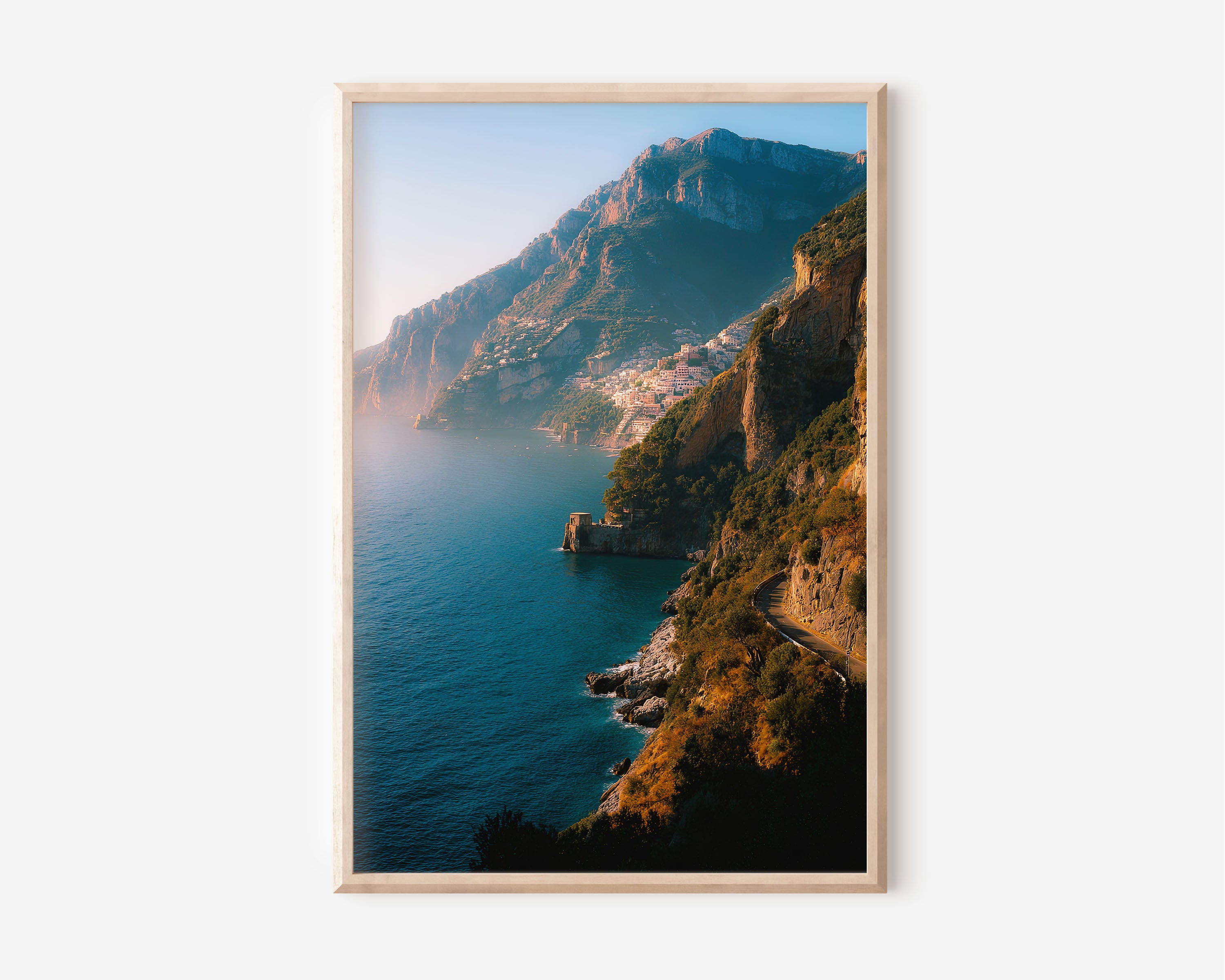 Amalfi Coast Wall Art Print | Positano Italy Coastal Photography | Mediterranean Cliffside Landscape Poster | Italian Riviera Travel Print | European Home Decor