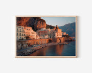 Amalfi Coast Atrani Italy Wall Art Print, Italian Coastal Village Sunset Landscape