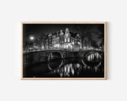 Amsterdam Canal Bridge Wall Art Print – Black and White Netherlands Photography