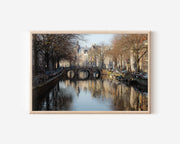 Amsterdam Canal Bridge Wall Art Print, Netherlands Historic Cityscape
