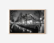 Amsterdam Canal Houses Wall Art Print – Black and White Netherlands Photography