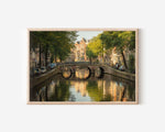 Amsterdam Canal Houses Wall Art Print, Netherlands Bridge Cityscape