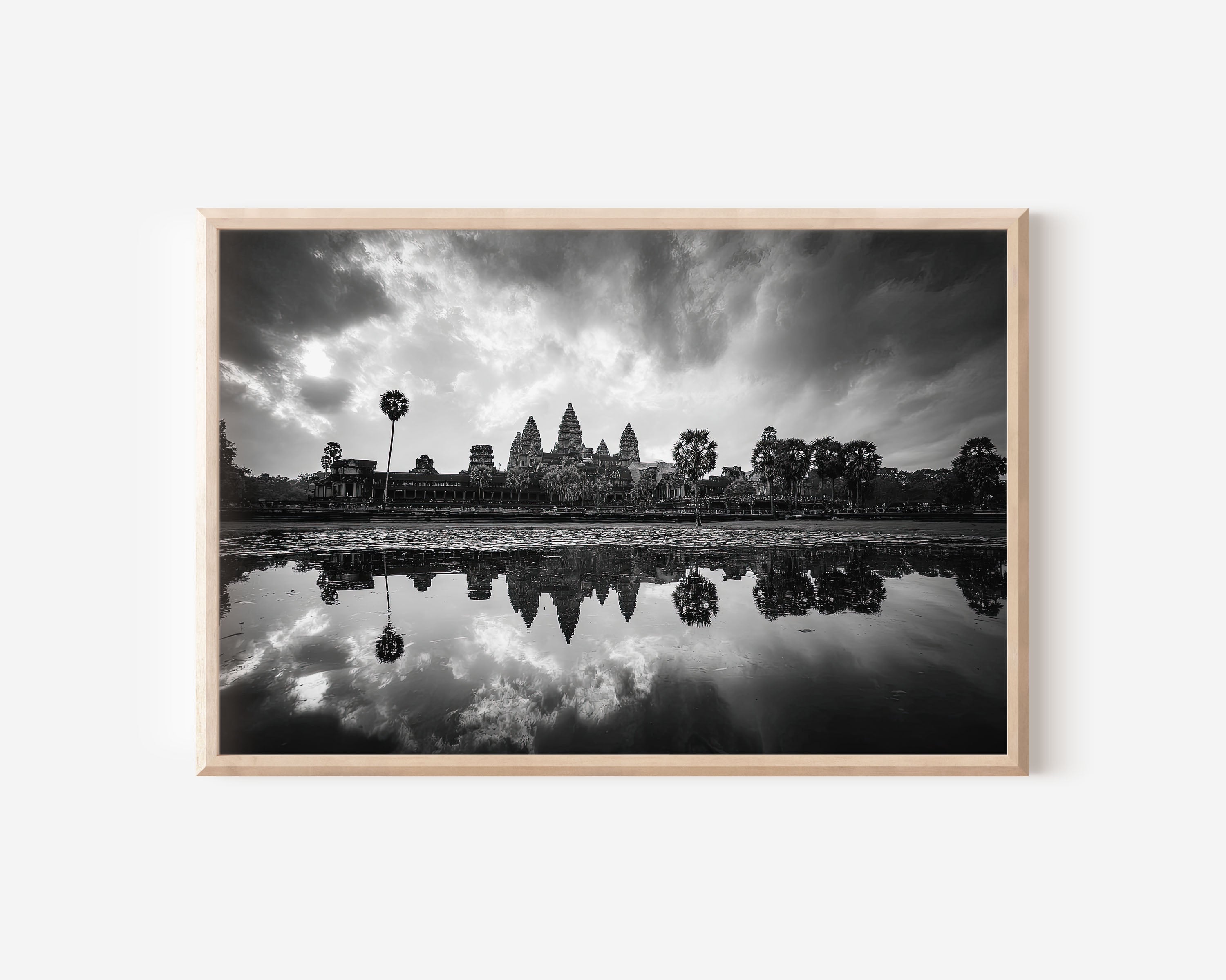 Angkor Wat Wall Art Print – Black and White Temple Photography
