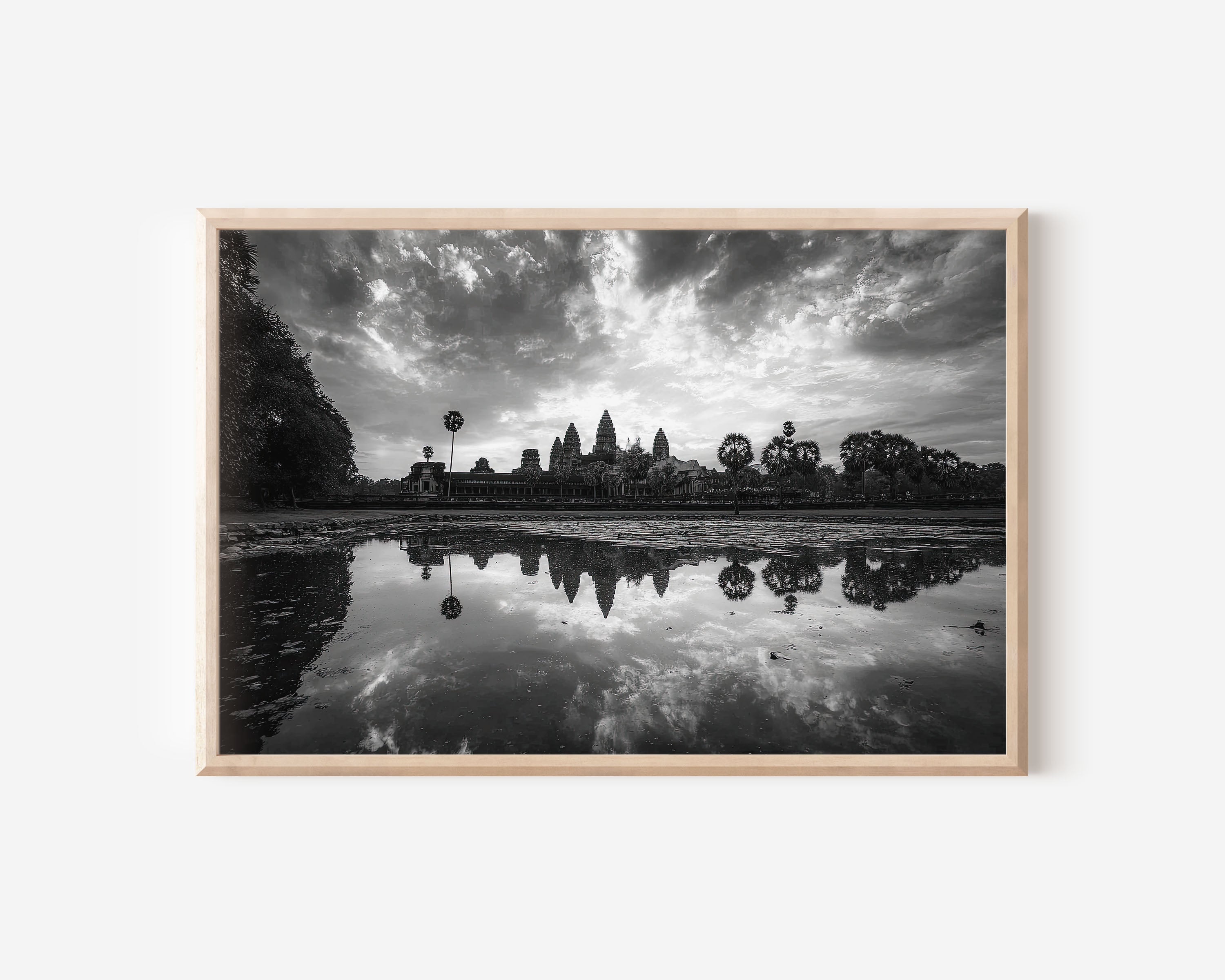 Angkor Wat Wall Art Print – Black and White Cambodia Photography