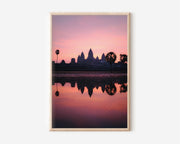 Angkor Wat Sunrise Wall Art – Cambodia Temple Reflection Canvas Print, Pink Sky Landscape Decor