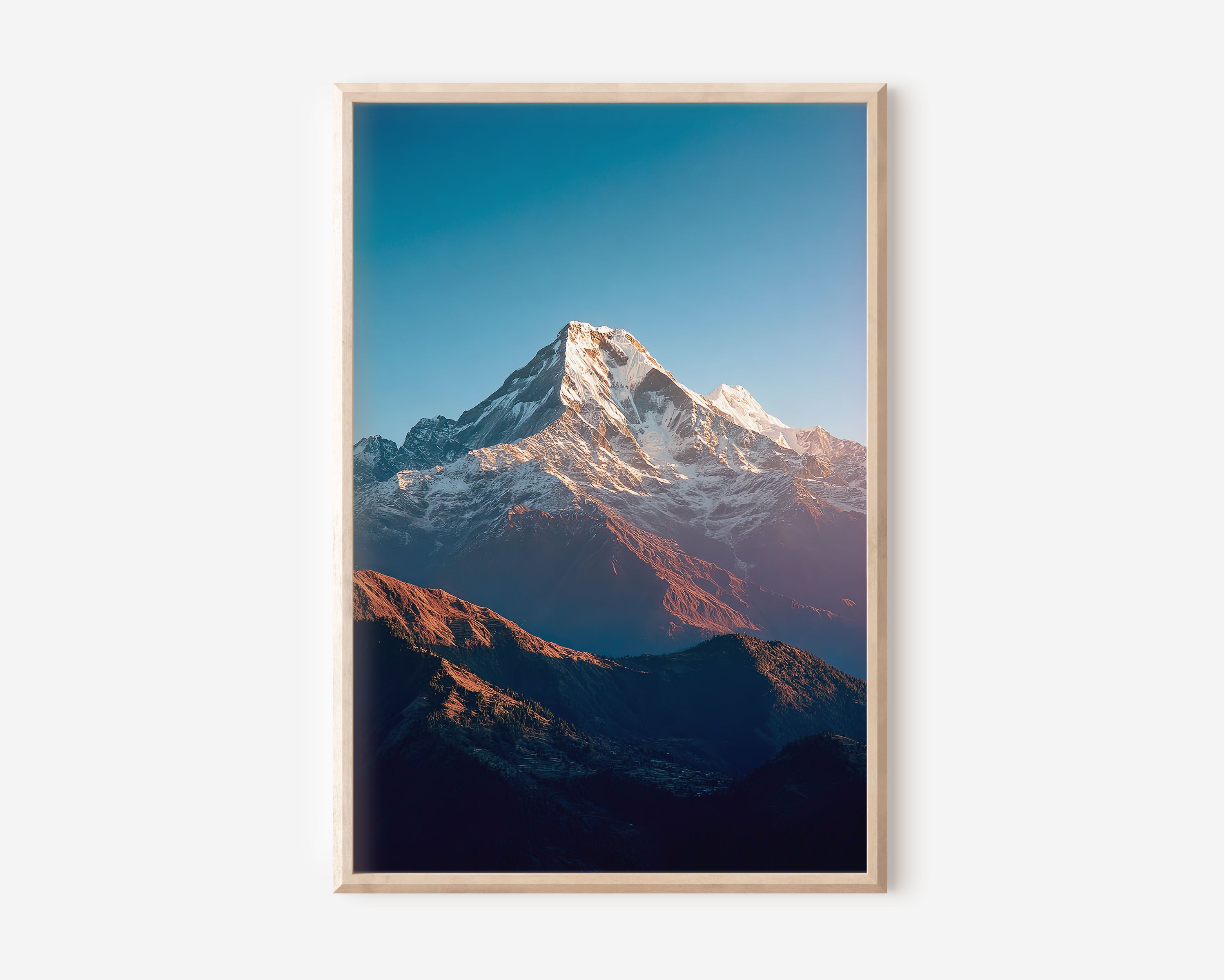 Annapurna South Wall Art Print | Nepal Himalayas Sunrise Alpenglow Photography | Himalayan Trek Travel Poster | Mountain Nature Home Decor