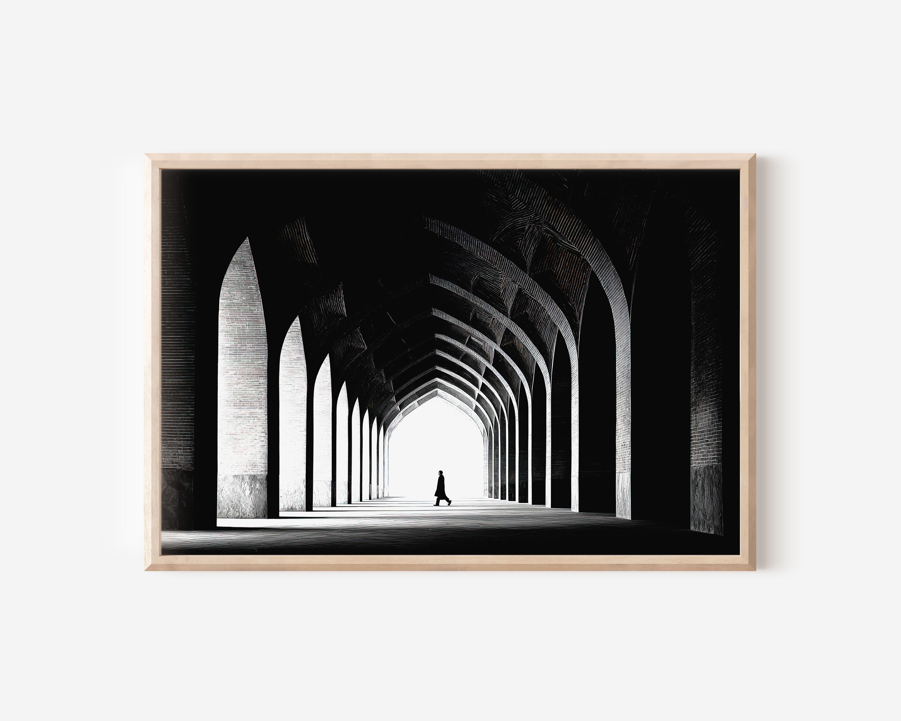 Isfahan Arched Corridor Print | Black and White Architecture Wall Art | Persian Bridge Photography