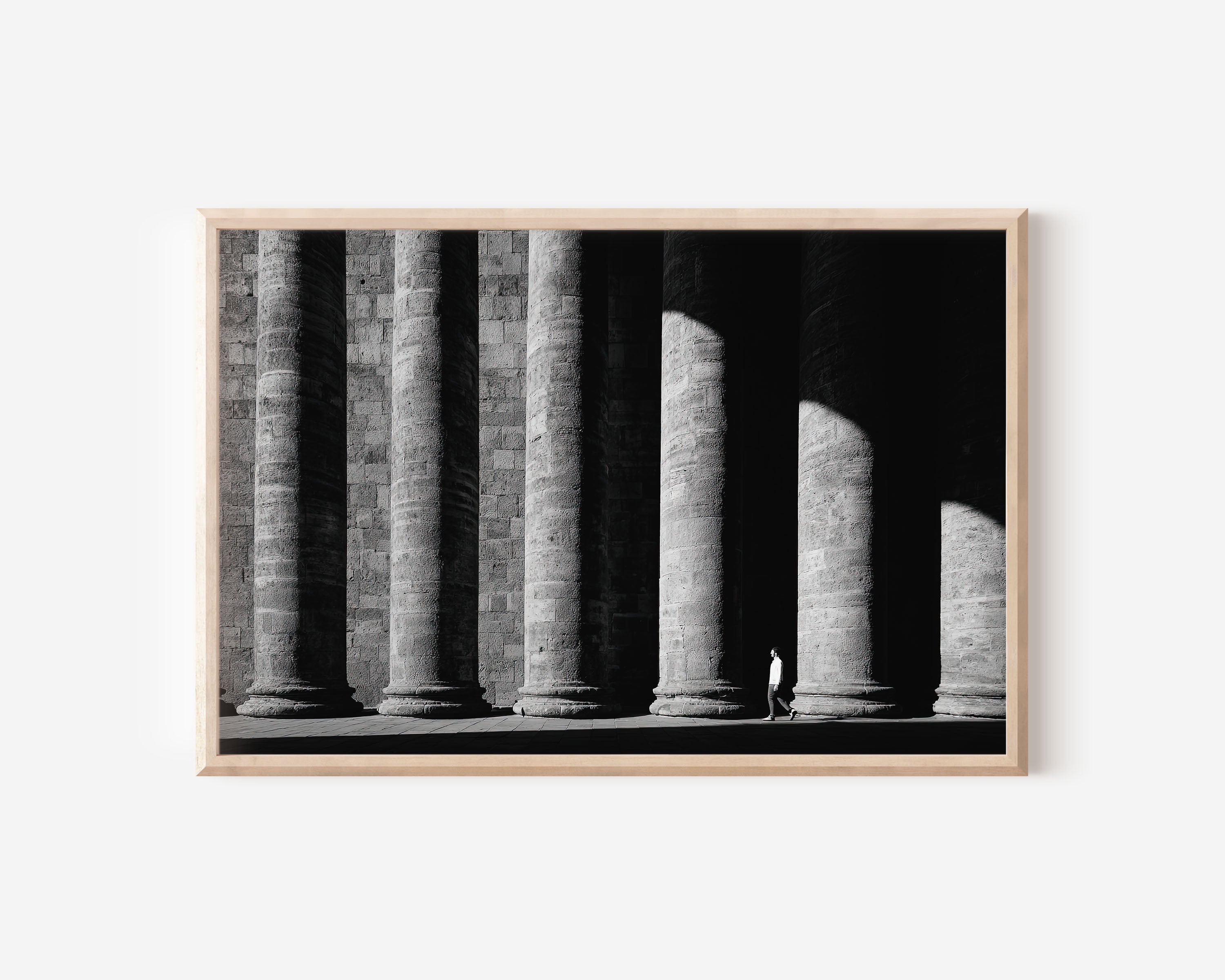 Ancient Stone Columns Architecture Print | Black and White Classical Wall Art | Rome Pantheon Photography