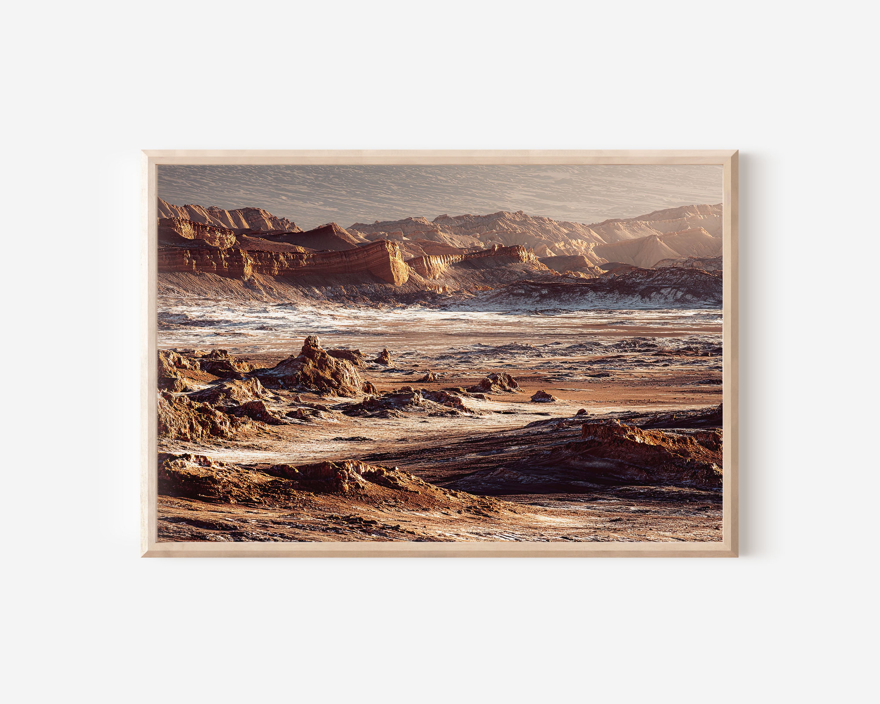 Atacama Desert Wall Art – Valle de la Luna Chile Landscape Print, Dramatic Mountain Desert Photography Decor