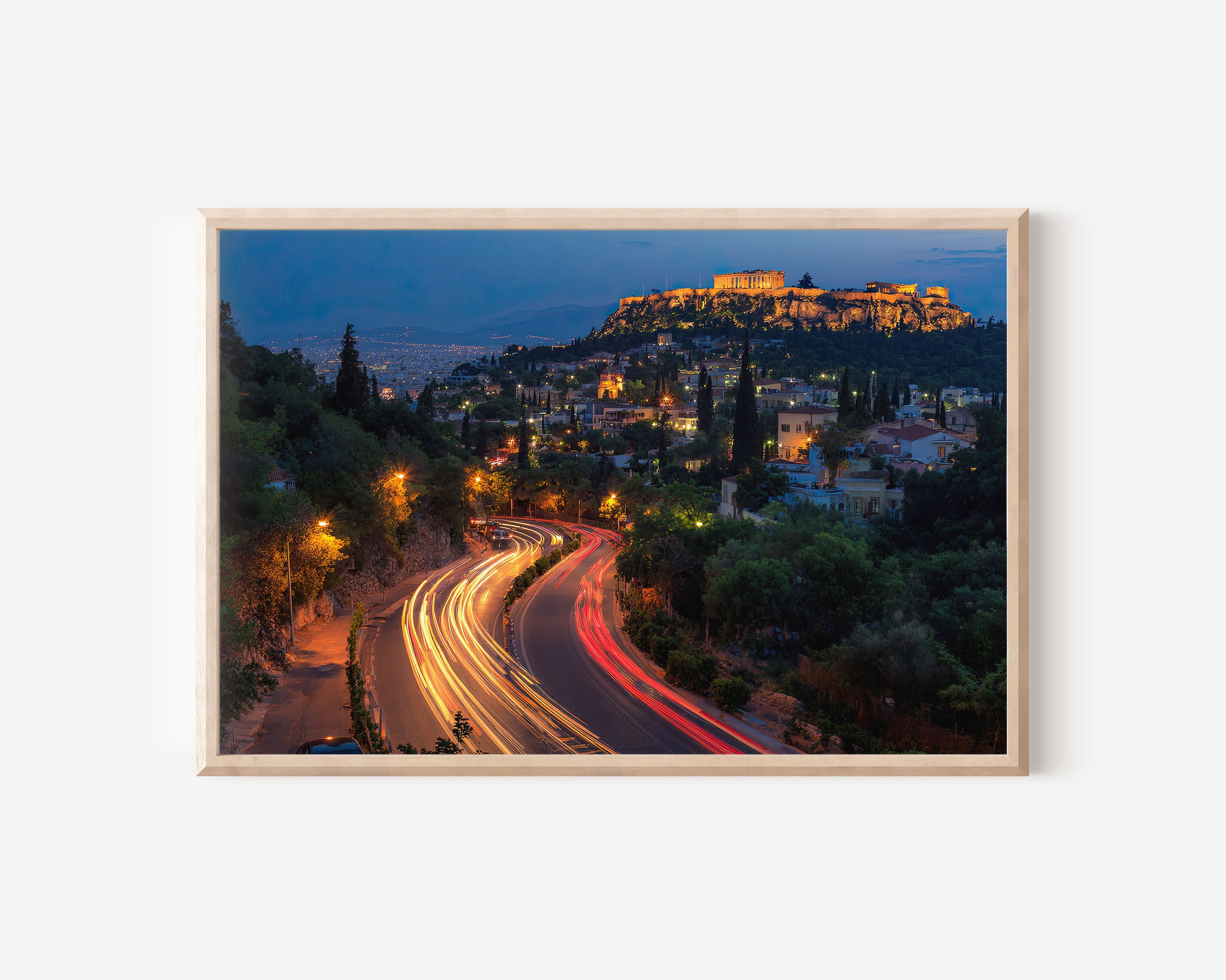 Athens Acropolis Night Wall Art Print, Greece Parthenon Cityscape
