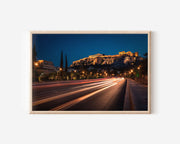Athens Acropolis Light Trails Wall Art Print, Greece Night Cityscape