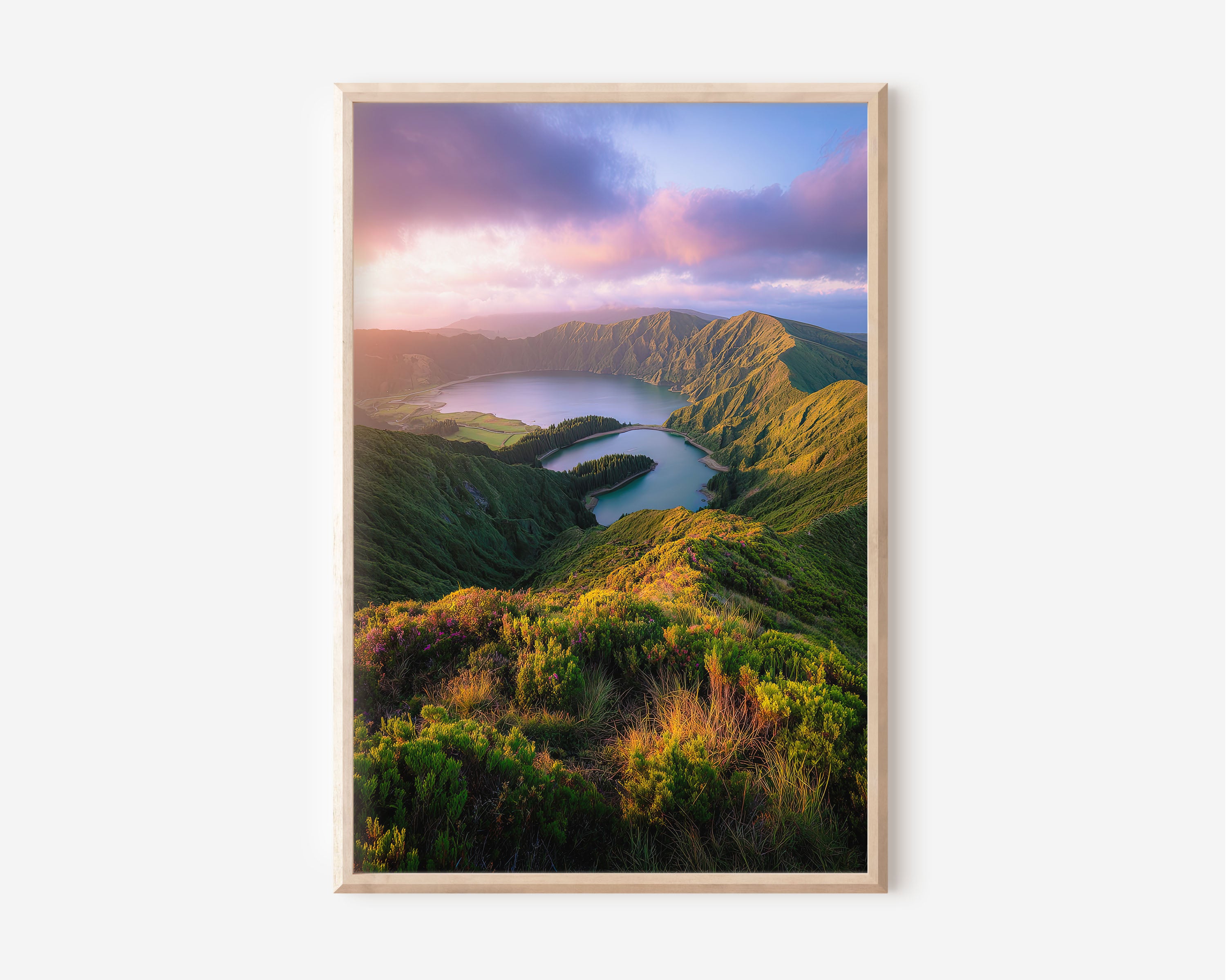 Azores Crater Lakes Wall Art – Volcanic Landscape Canvas Print, Mountain Lake Nature Decor
