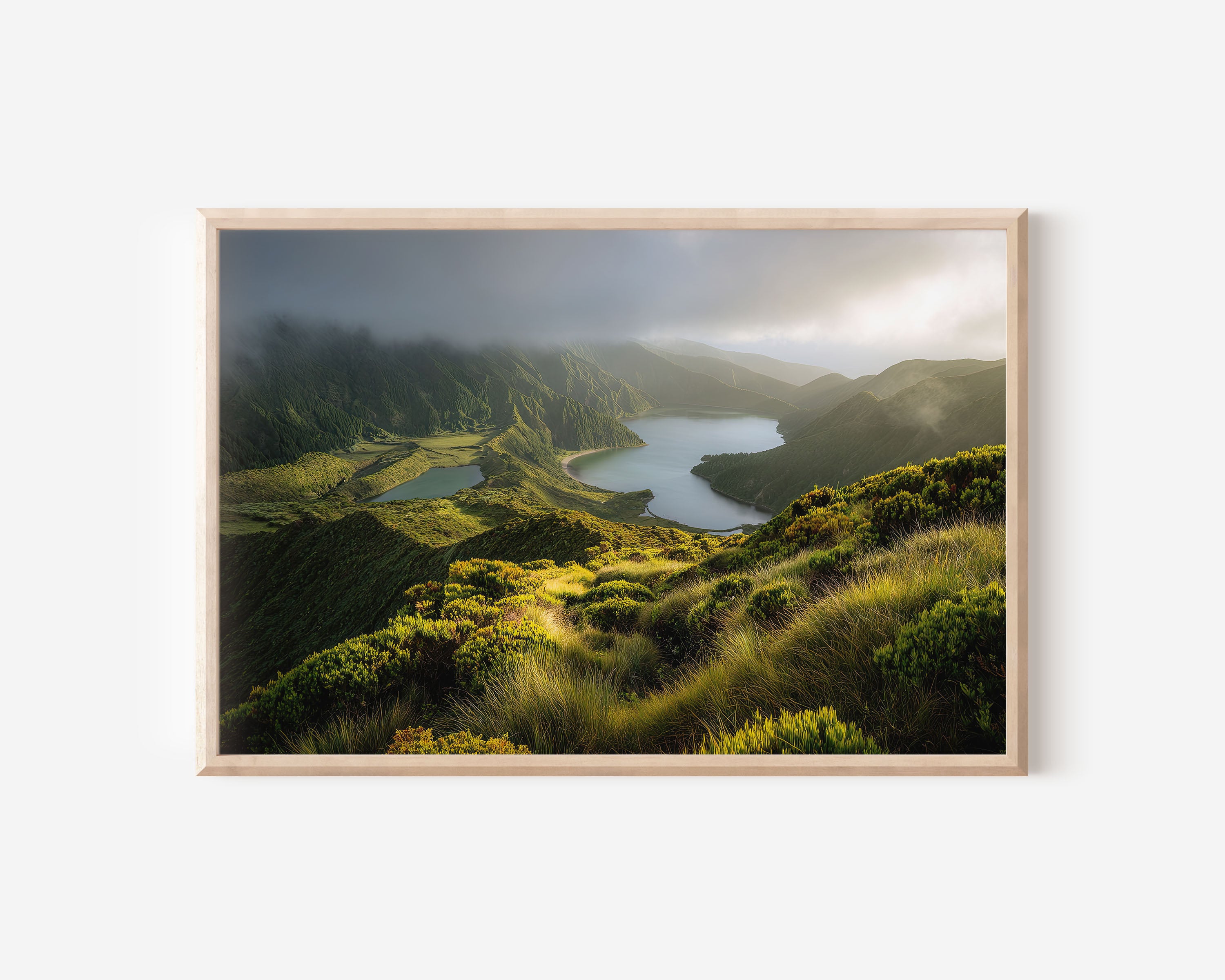 Azores Sete Cidades Lagoon Wall Art Print – Portugal Volcanic Landscape Canvas
