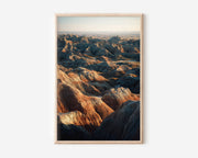 Badlands National Park Wall Art Print | South Dakota Aerial Landscape Photography | American West Geology Poster | Earth Tones Nature Print | Desert Home Decor