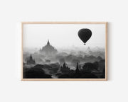 Bagan Temple Balloon Black & White Wall Art Print