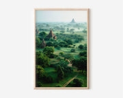 Bagan Temples Wall Art Print | Myanmar Ancient Pagoda Landscape Photography | Southeast Asia Aerial Poster | Buddhist Temple Nature Print | Exotic Travel Home Decor