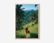 Bali Rice Fields Walk Wall Art – Tropical Landscape Canvas Print, Serene Travel Decor