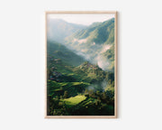 Banaue Rice Terraces Wall Art Print | Philippines Ifugao Mountain Village Mist Photography | Luzon Travel Poster | Lush Green Nature Home Decor