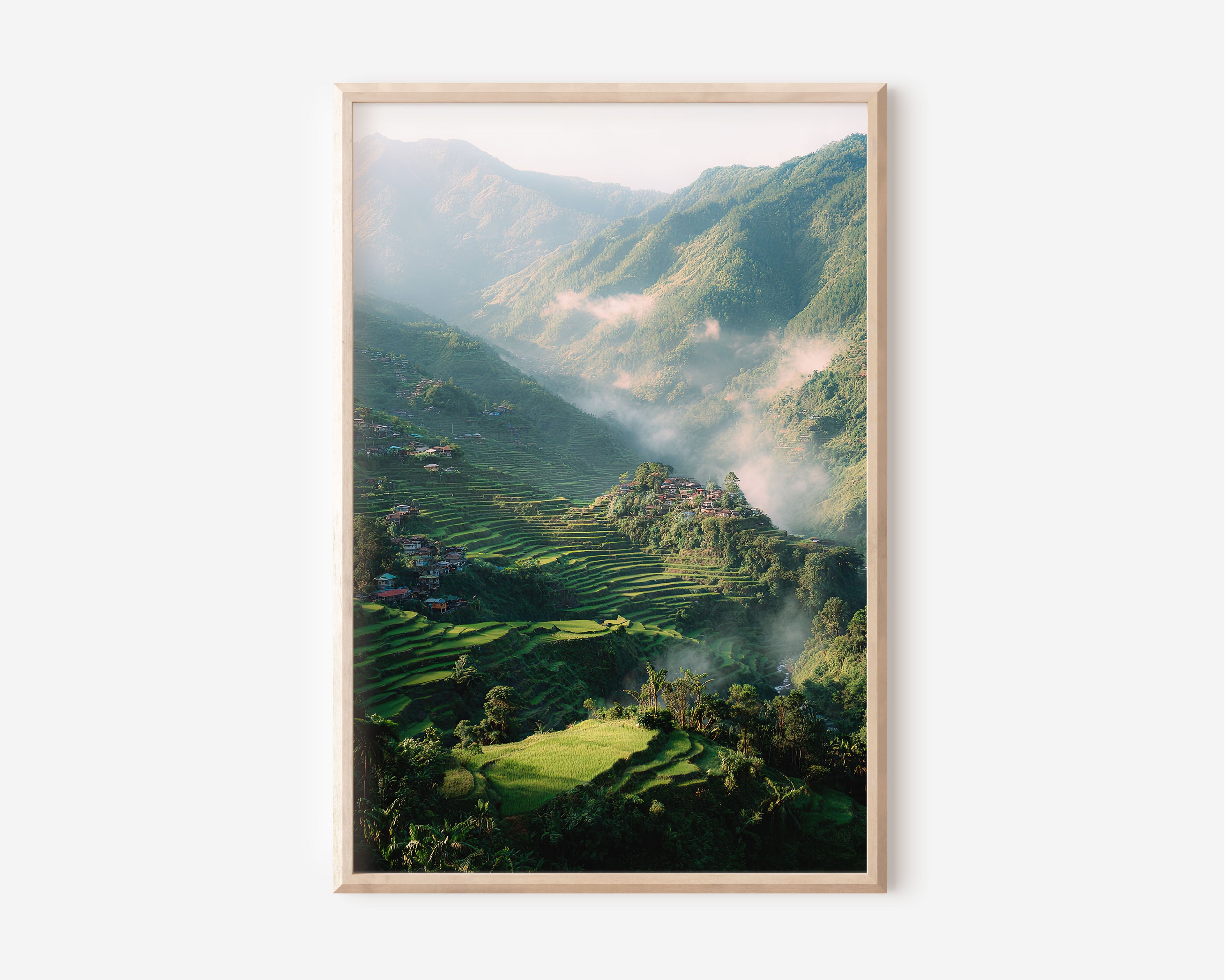 Banaue Rice Terraces Wall Art Print | Philippines Ifugao Mountain Village Mist Photography | Luzon Travel Poster | Lush Green Nature Home Decor