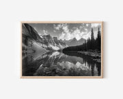 Moraine Lake Wall Art Print – Black and White Mountain Photography