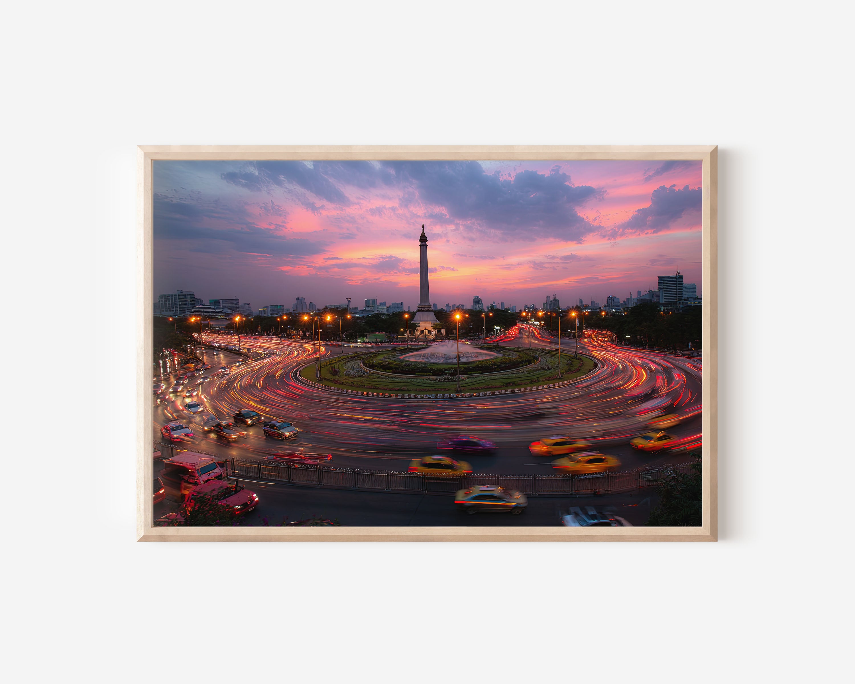 Bangkok Victory Monument Sunset Wall Art Print, Thailand Cityscape