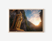 Batu Caves Kuala Lumpur Wall Art Print – Golden Statue Sunset Canvas