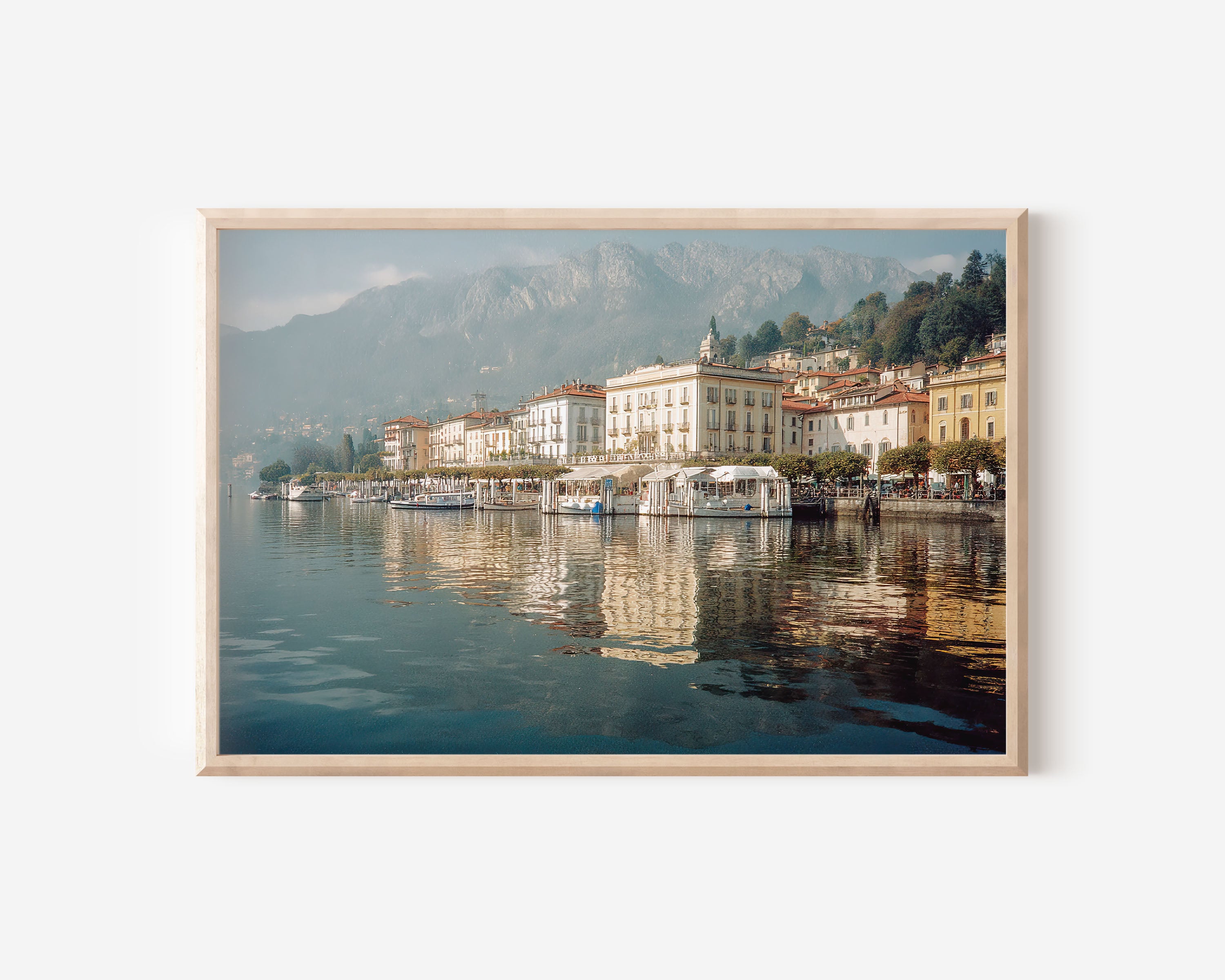 Bellagio Lake Como Wall Art – Italy Scenic Waterfront Harbor Village