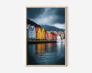 Bergen Bryggen Colourful Harbour Houses Wall Art Print | Norway Travel Photography | Scandinavian Home Decor