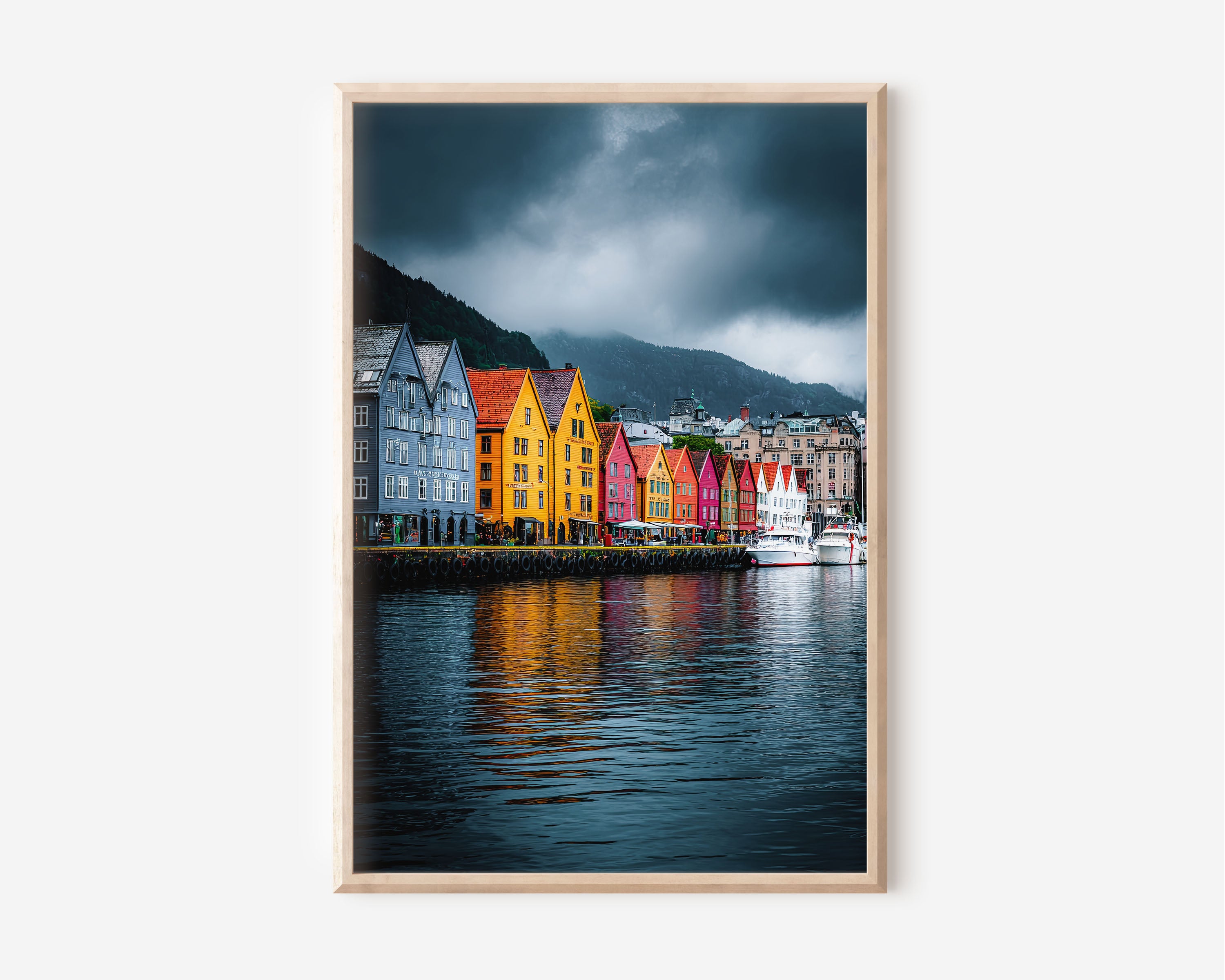 Bergen Bryggen Colourful Harbour Houses Wall Art Print | Norway Travel Photography | Scandinavian Home Decor
