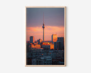 Berlin TV Tower Sunset Wall Art | Fernsehturm Germany Skyline Print | Travel Photography Poster