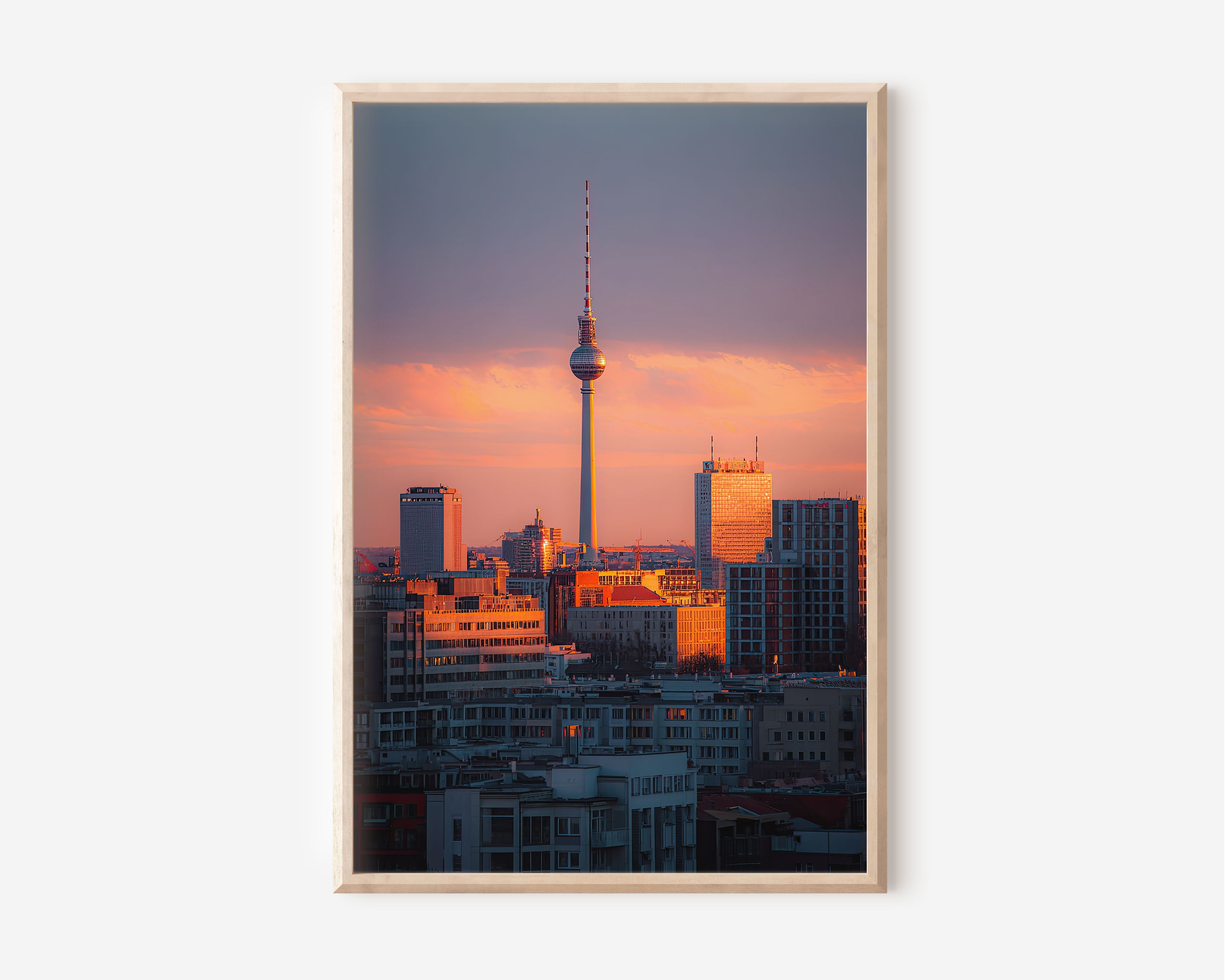 Berlin TV Tower Sunset Wall Art | Fernsehturm Germany Skyline Print | Travel Photography Poster