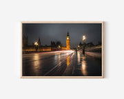 Big Ben London Night Light Trails Wall Art Print – Westminster Cityscape Canvas
