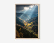 Black Forest Germany Valley Print | Autumn Forest Landscape Wall Art | Dramatic Light Ray Photography