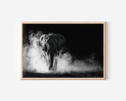 Charging Elephant Black and White Print | African Bull Elephant Wall Art | Safari Wildlife Photography