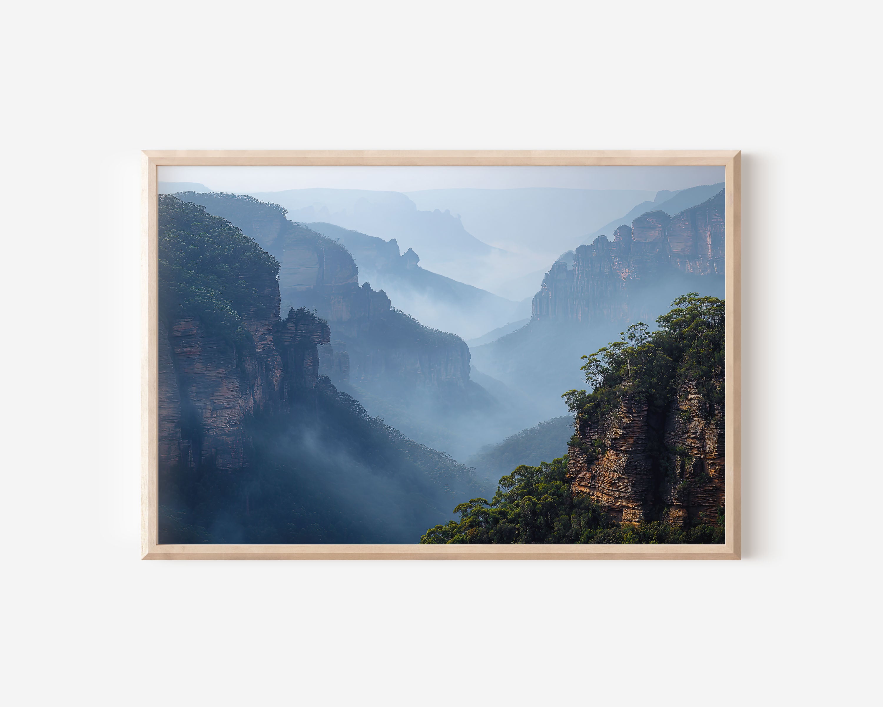 Blue Mountains Wall Art Print | Jamison Valley Mist NSW Poster