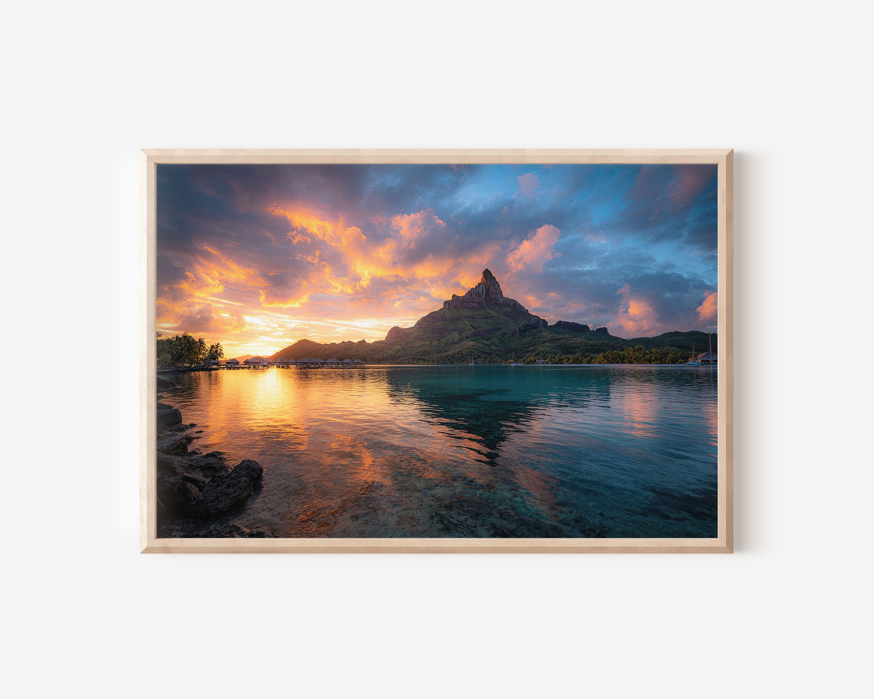 Bora Bora Sunset Wall Art Print – French Polynesia Lagoon