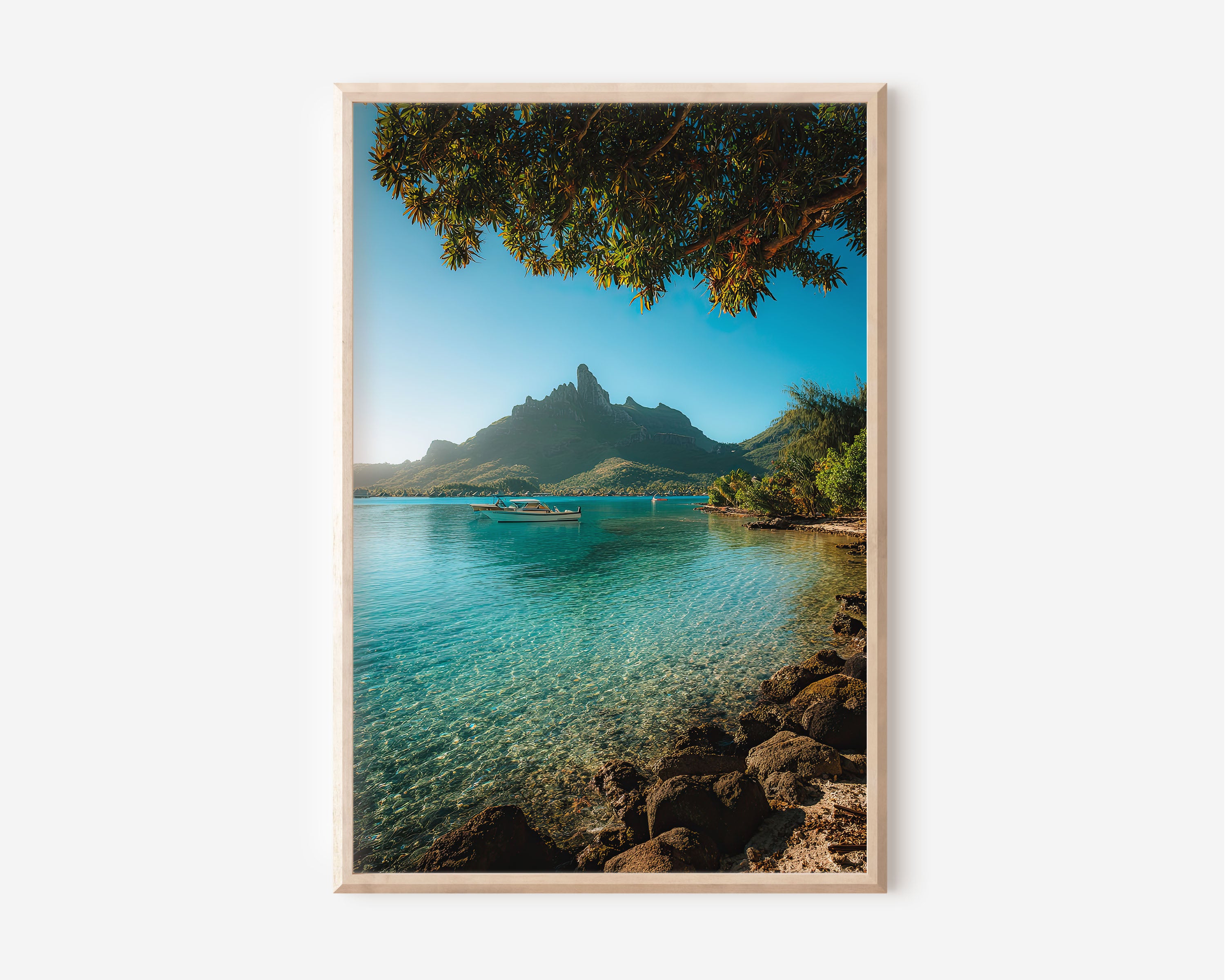 Bora Bora Turquoise Waters Wall Art – Tropical Lagoon Canvas Print, Luxury Island Decor