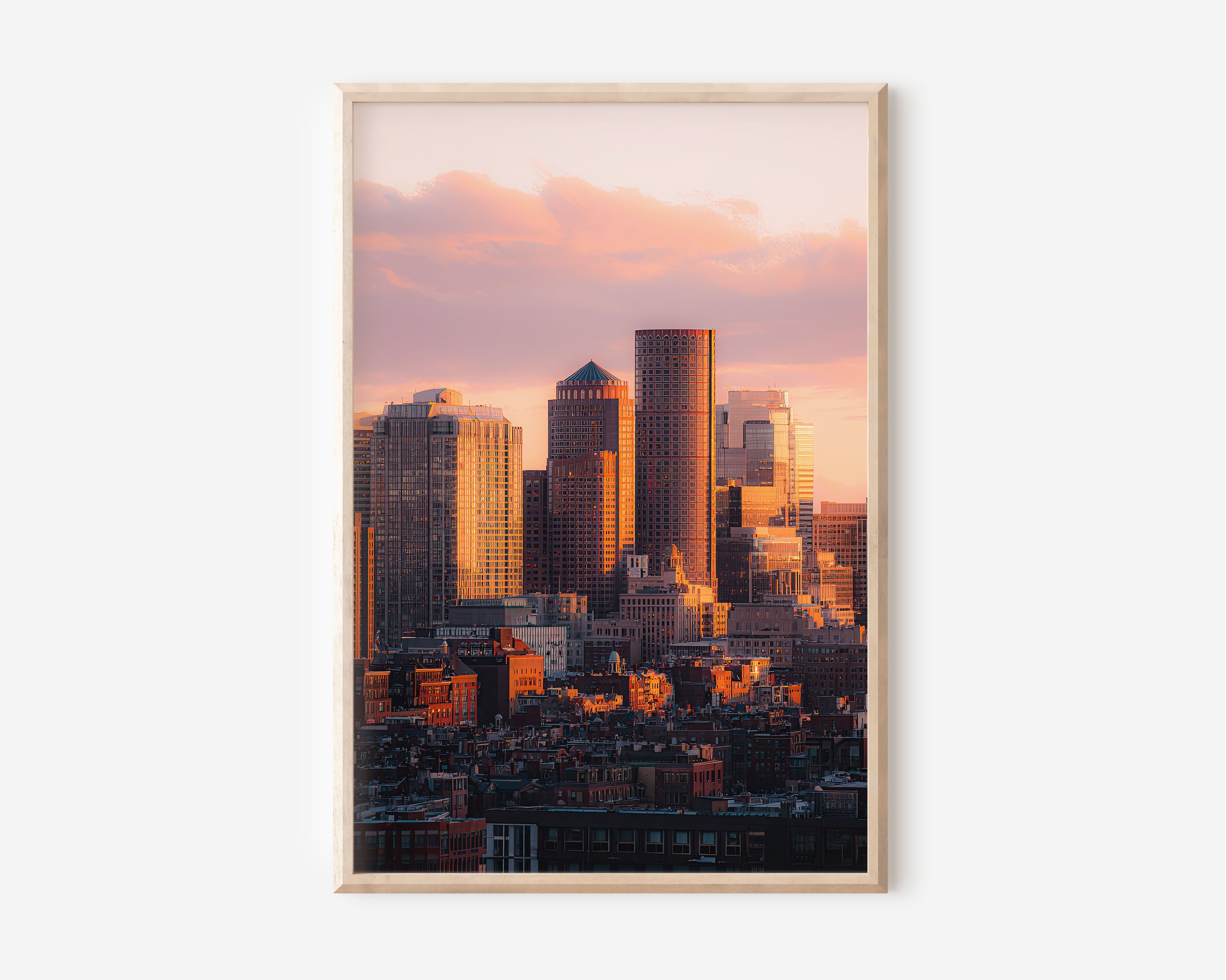 Boston Financial District Sunset | City Skyline Wall Art Print