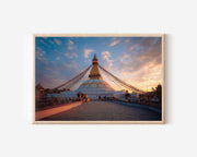 Boudhanath Stupa Kathmandu Wall Art Print – Nepal Sunset Temple Canvas
