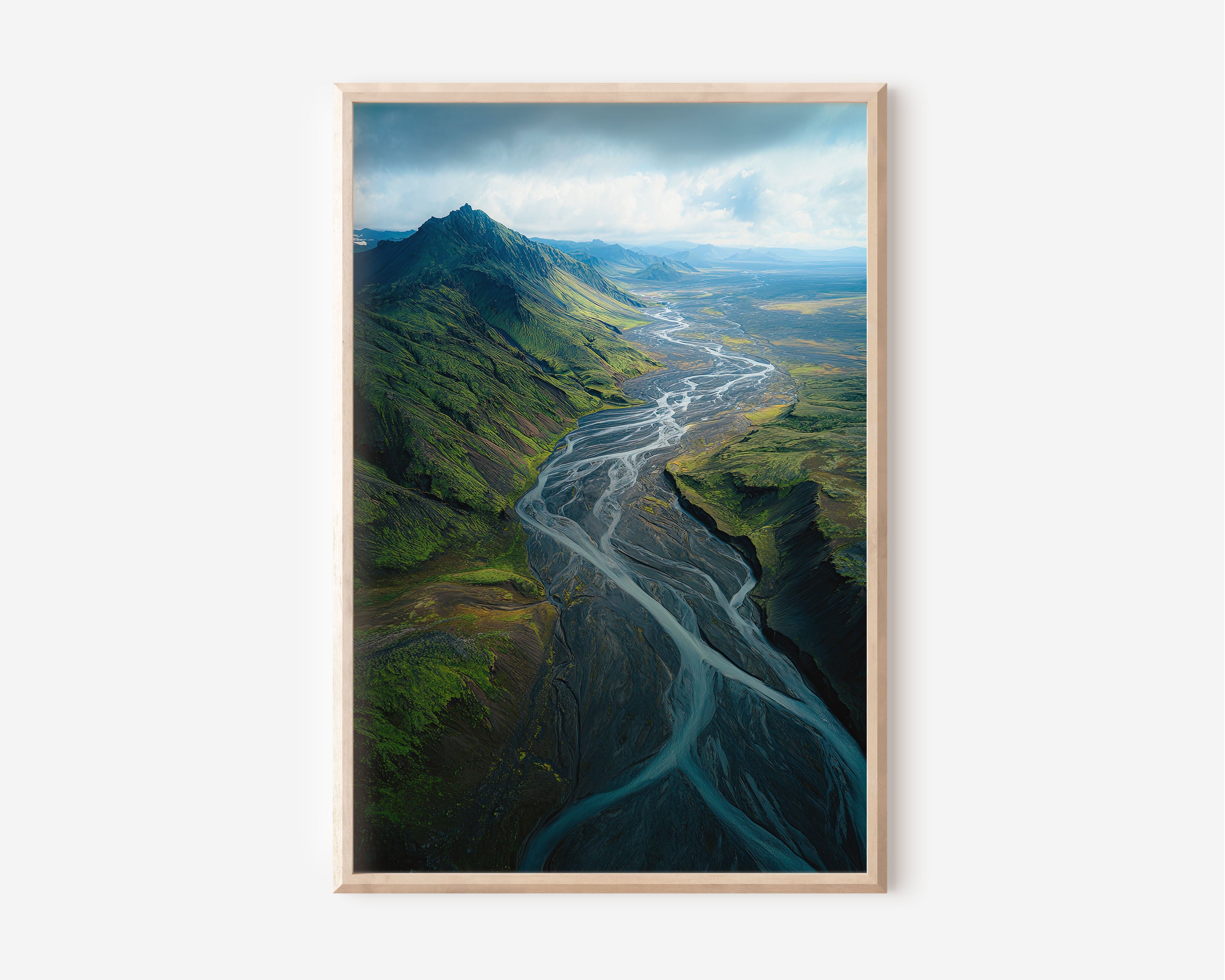 Iceland Glacial River Aerial Print | Braided River Valley Wall Art | Iceland Highland Photography