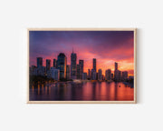 Brisbane Skyline Sunset Wall Art – Brisbane River Cityscape Print, Queensland Australia City Photography Decor