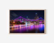Brisbane Story Bridge Night Wall Art Print, Australia Skyline
