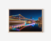 Brisbane Story Bridge Night Wall Art Print, Australia River Skyline